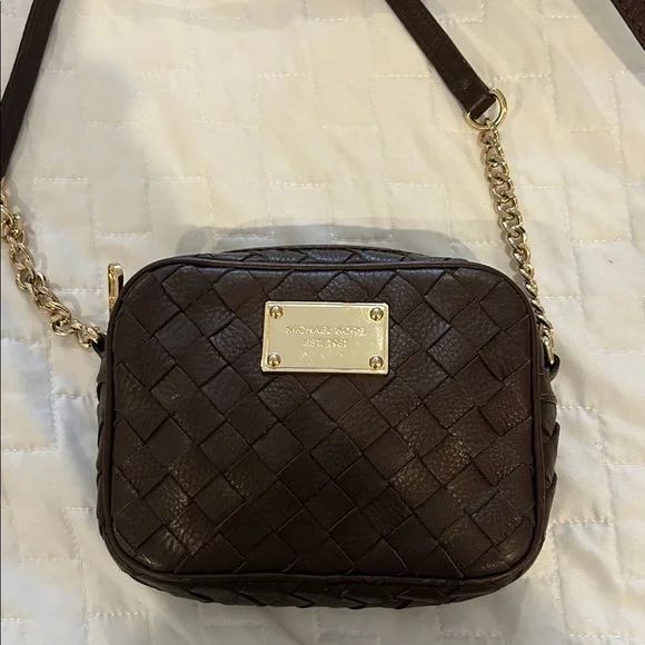 Michael Kors Dark Brown Woven Crossbody Bag - Picture 10 of 10